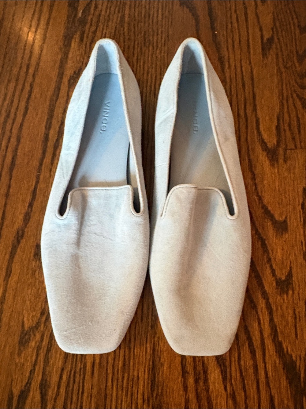 Vince light blue Suede Square-Toe Slip-On Loafers